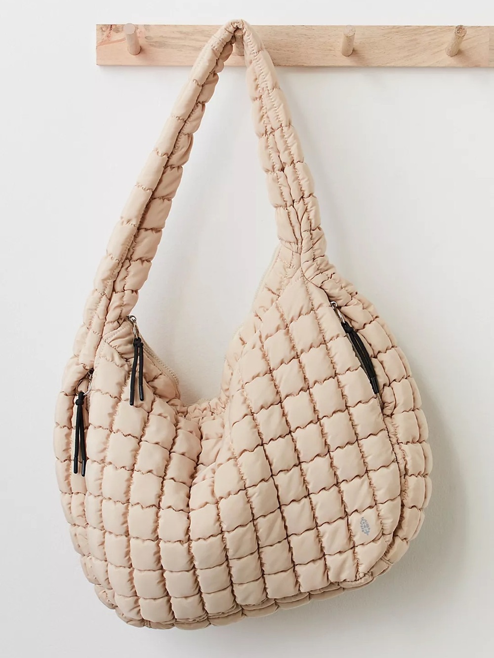 Free people Beige Quilted Hobo Shoulder Bag